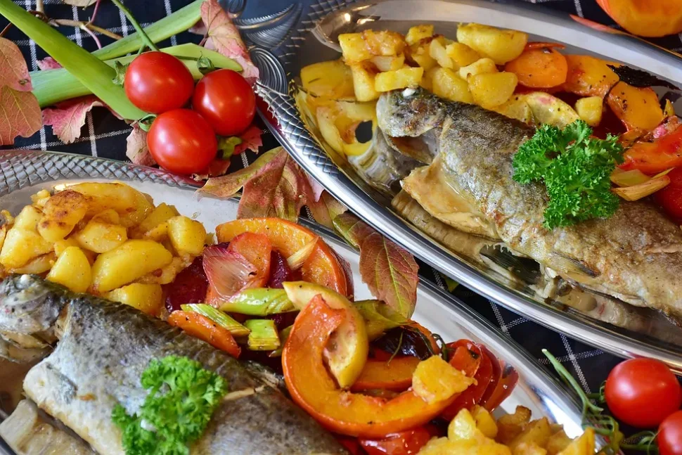 Trout, Fish, Fried, Fry, Vegetables, Pumpkin, Beetroot