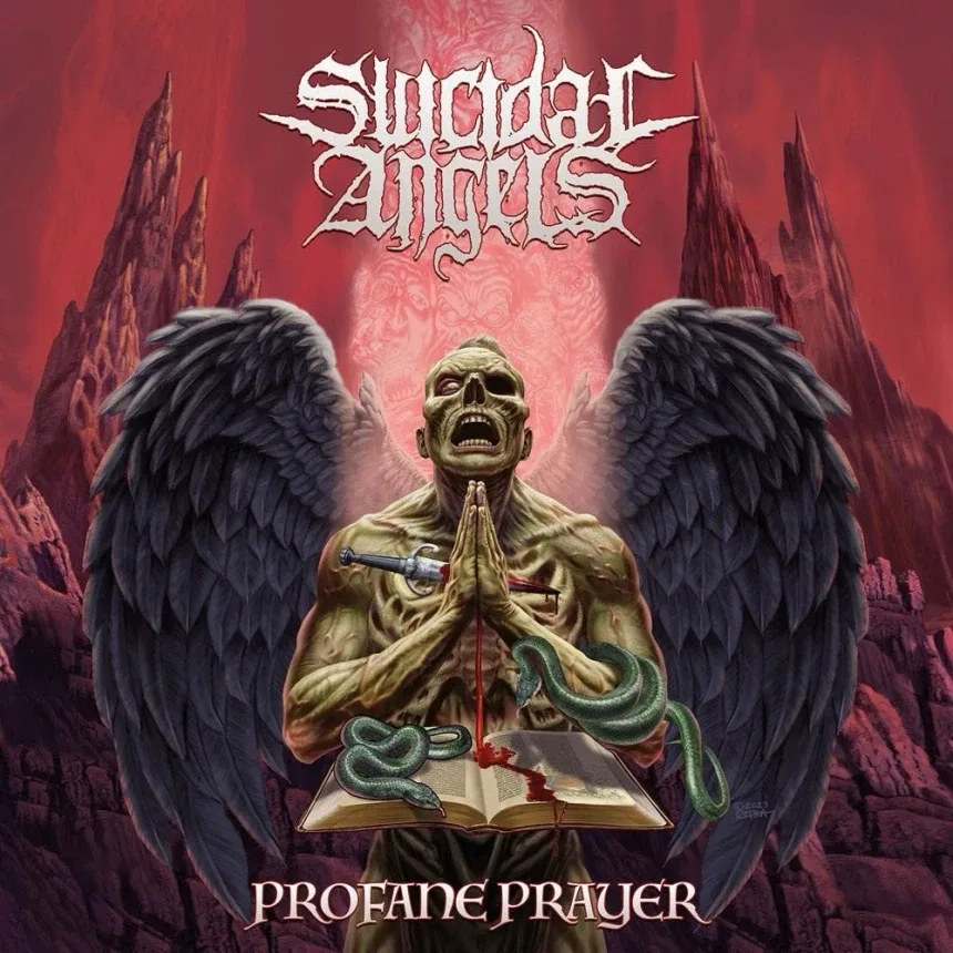 Обложка альбома Suicidal Angels с маскотом работы Эда Репки