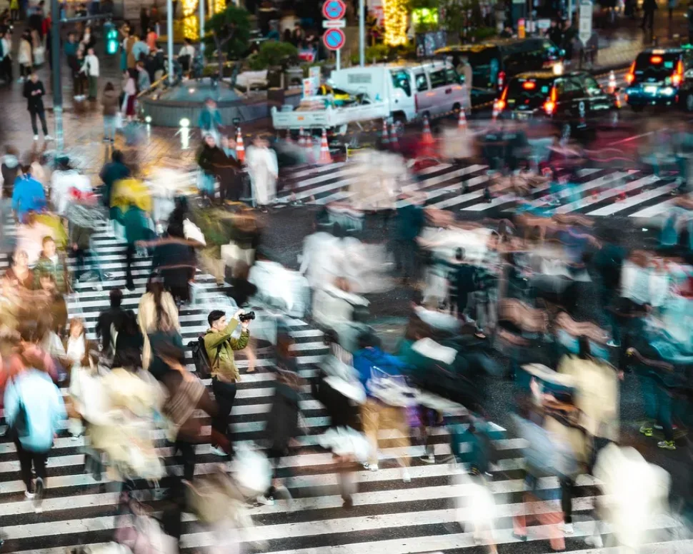 Shibuya, Crossing, Motion, Blur, Still, Night, Center Shibuya, Crossing, Motion, Blur, Still, Night, Center