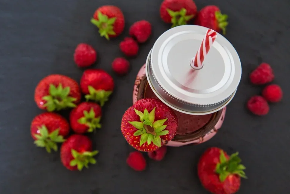 Smoothie, Strawberries, Straw, Drink, Summer, Eiscafe
