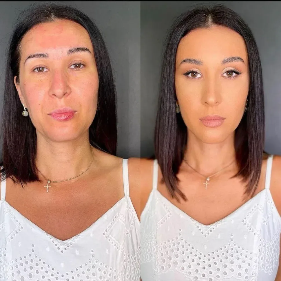 Коллаж до и после макияжа участницы проекта «ФОТОДЕНЬ