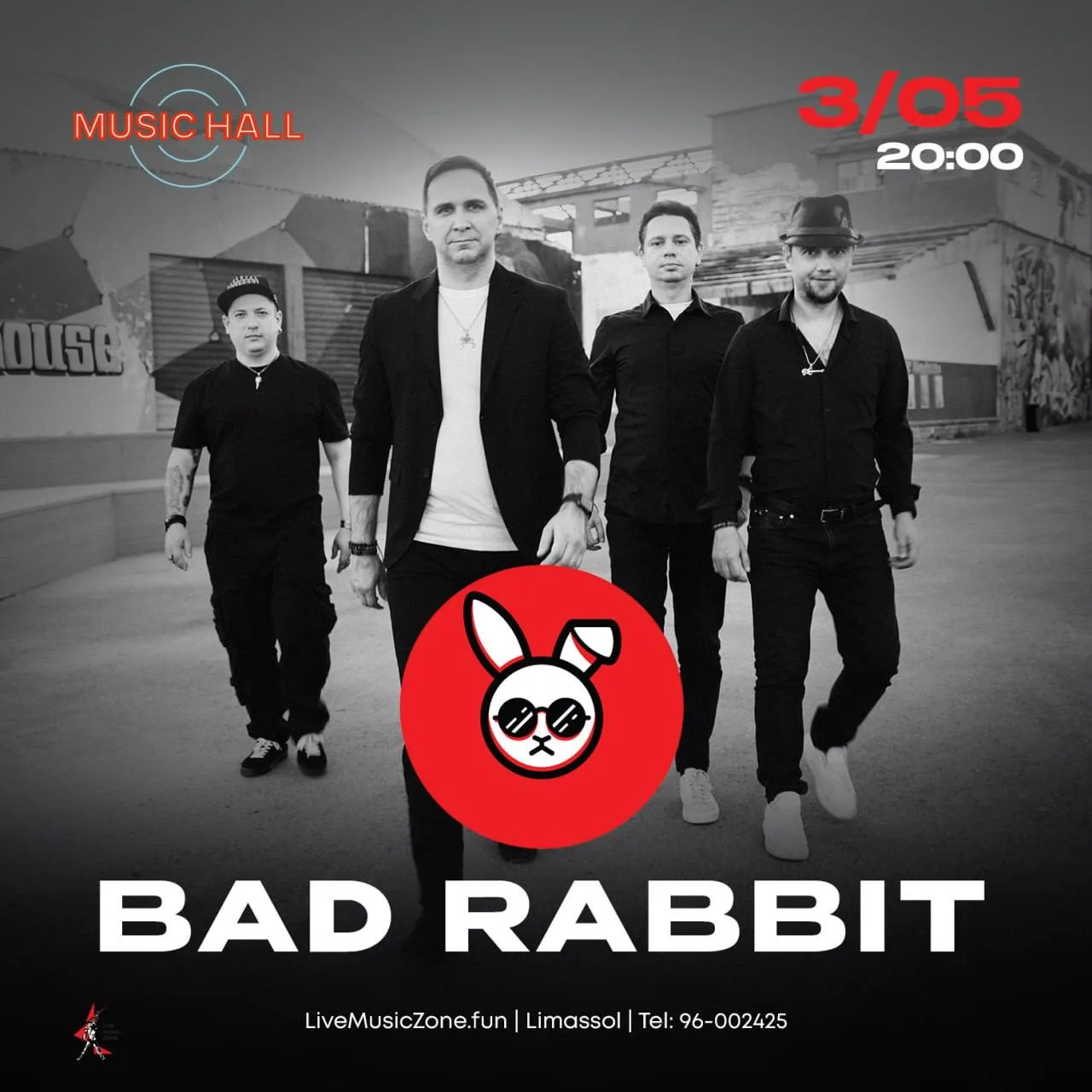 Концерт BAD RABBIT: взрывной поп-рок рождённый на Кипре!