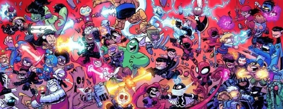 Коллаж персонажей супергероев в мультяшном стиле из подборки marvel.reactor.cc