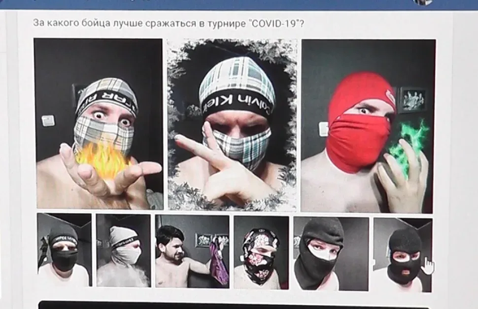 Коллаж маскированных селфи участников проекта с юмористическими эффектами