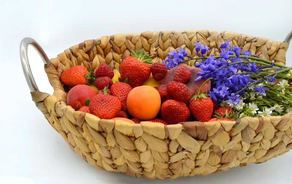 Fruit Basket, Basket, Fruit, Fruits, Strawberries