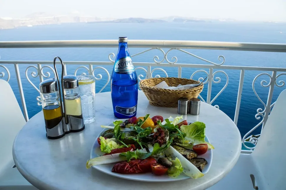Retaurant, Dining, Table, Plate, Dish, Santorini, Oia