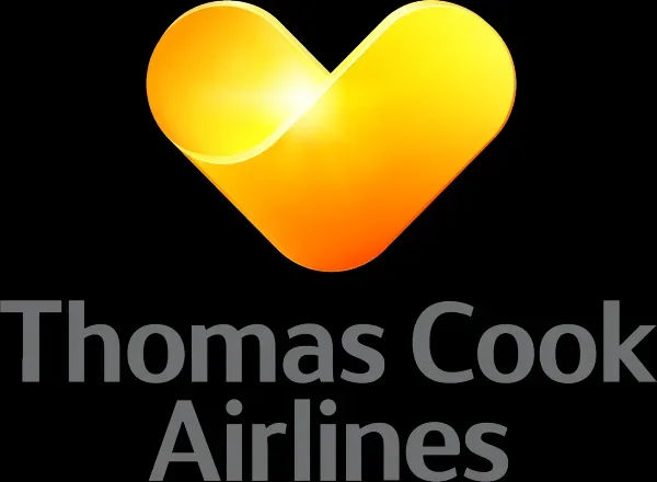 Эмблема Thomas Cook в виде желтого сердечного символа и надпись Thomas Cook Airlines