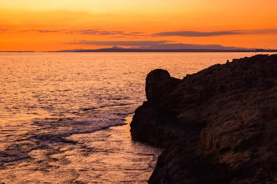Sunset, Rock, Coast, Sea, Horizon, Landscape, Cliff