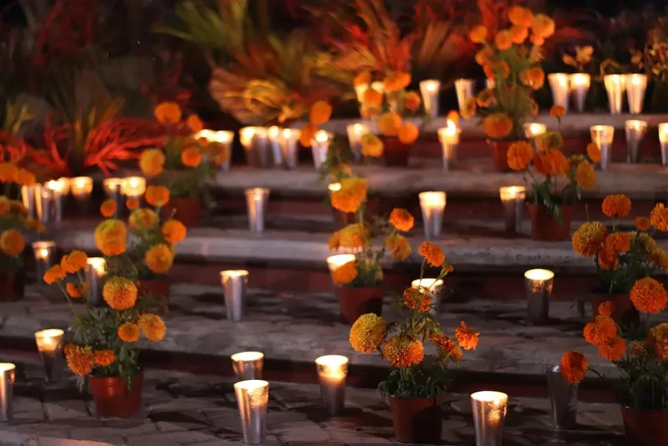 Altar, Day Of The Dead, Candles, Flowers, Chrysanthemum