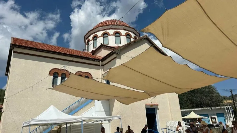 Бутылки и дегустационные рюмки персикового напитка на прилавке