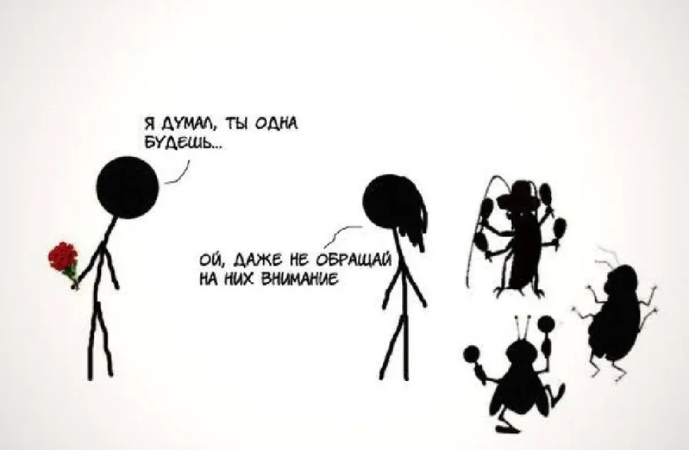 Комикс с фигурками и репликами про влюбленность и одиночество