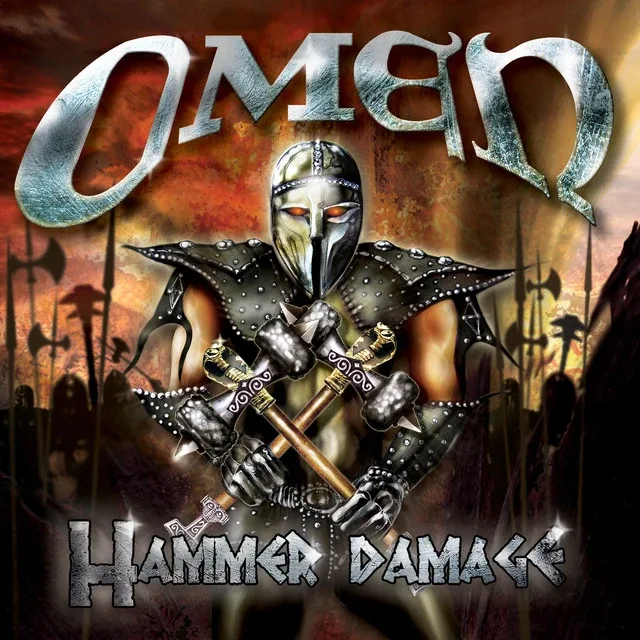 Оригинальная обложка альбома Hammer Damage с греческим воином и скрещёнными молотами Оригинальная обложка альбома Hammer Damage с греческим воином и скрещёнными молотами