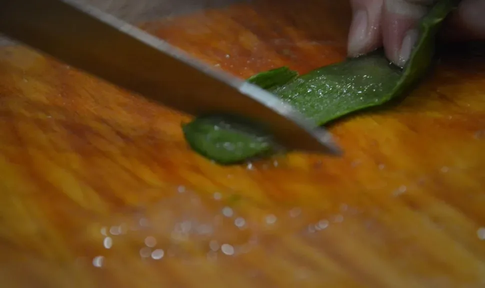 Бутылка мёда рядом с дольками лимона и кусочками алоэ для рецепта Бутылка мёда рядом с дольками лимона и кусочками алоэ для рецепта