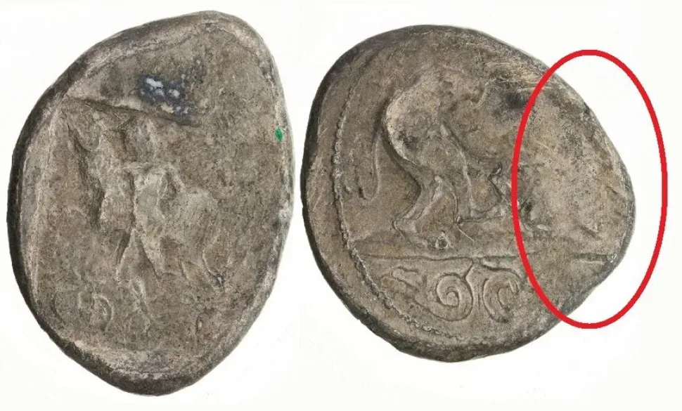Серебряная монета Мариона с надписью to-ka-sa-to-ro (Δόξανδρος), American Numismatic Society