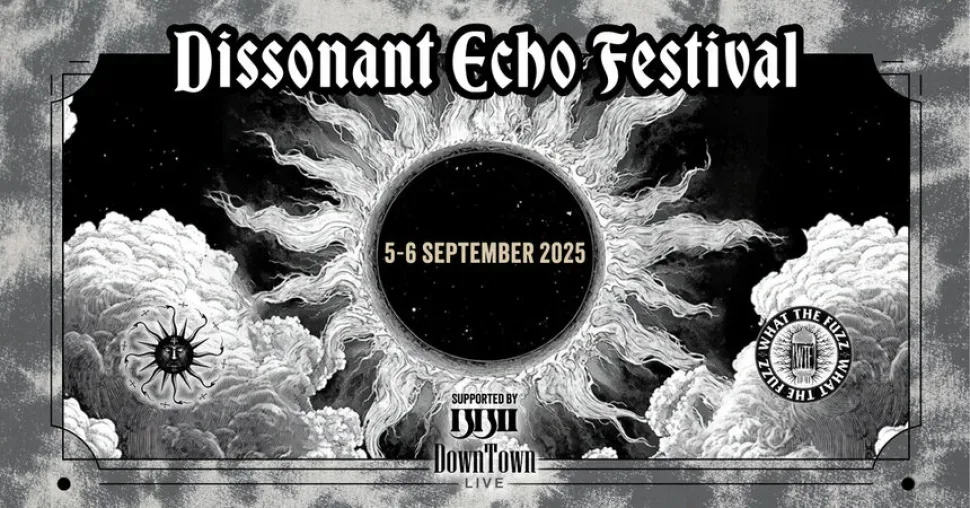 Афиша Dissonant Echo Festival с датами 5-6 September 2025 и логотипами организаторов