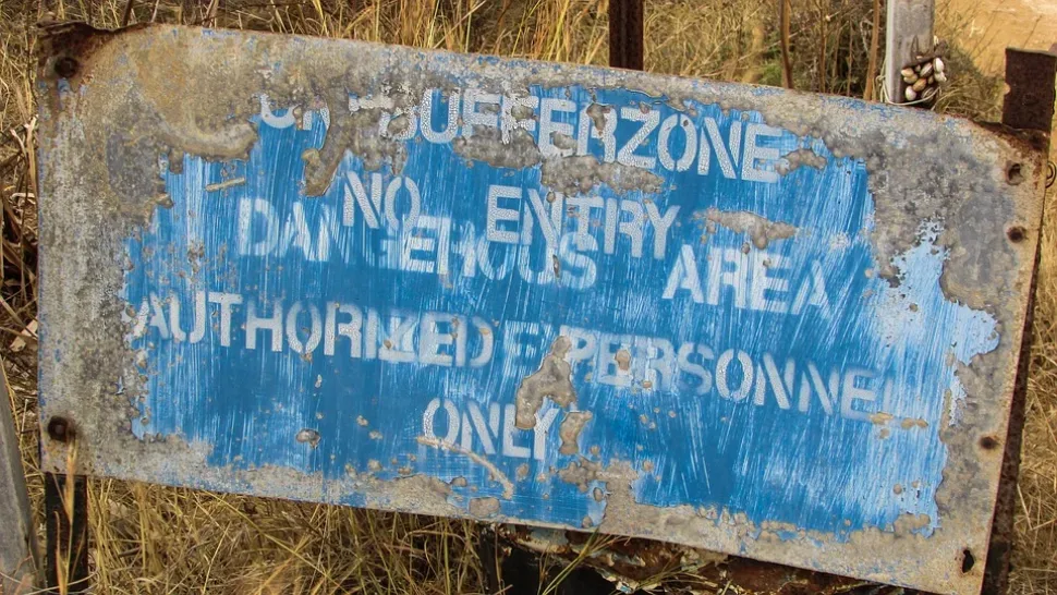 Cyprus, Famagusta, Buffer Zone, Warning, Sign, Old