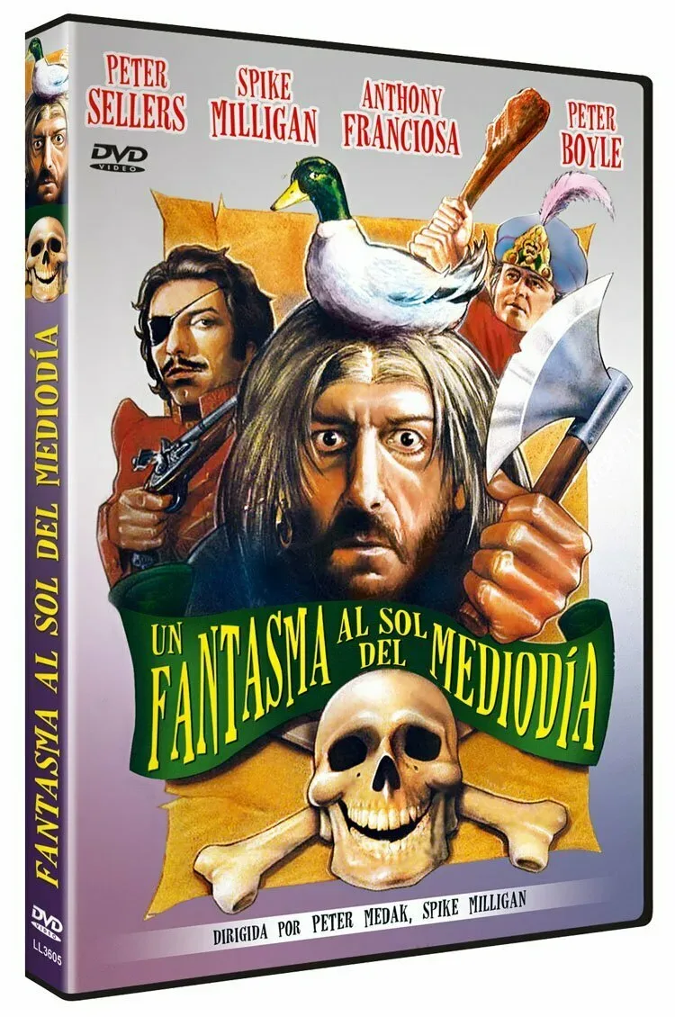 Дизайн обложки DVD фильма «Призрак под полуденным солнцем» с пиратской символикой