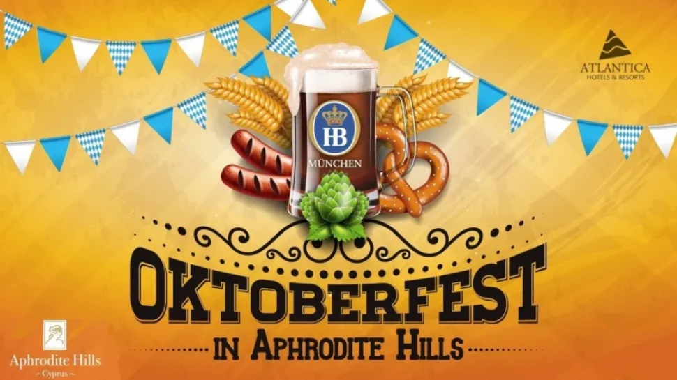 Афиша мероприятия Oktoberfest in Aphrodite Hills с логотипом фестиваля