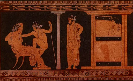Изображения на аттической амфоре ок. 420 до н. э., British Museum Изображения на аттической амфоре ок. 420 до н. э., British Museum