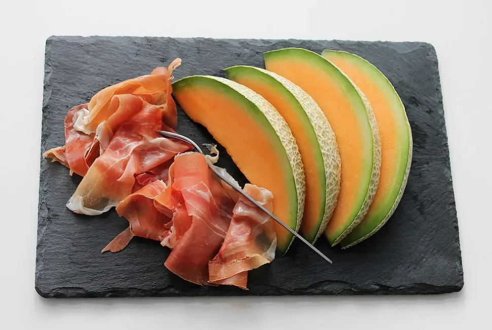 Melon, Ham, Fruit, Meat, Food