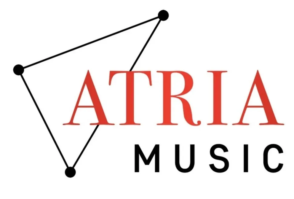 Логотип Atria Music с геометрическим элементом как билет‑приз Логотип Atria Music с геометрическим элементом как билет‑приз