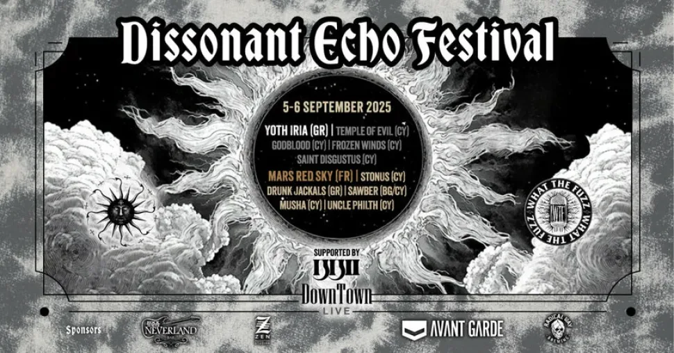Афиша Dissonant Echo Festival с датами и списком групп, включая Mars Red Sky