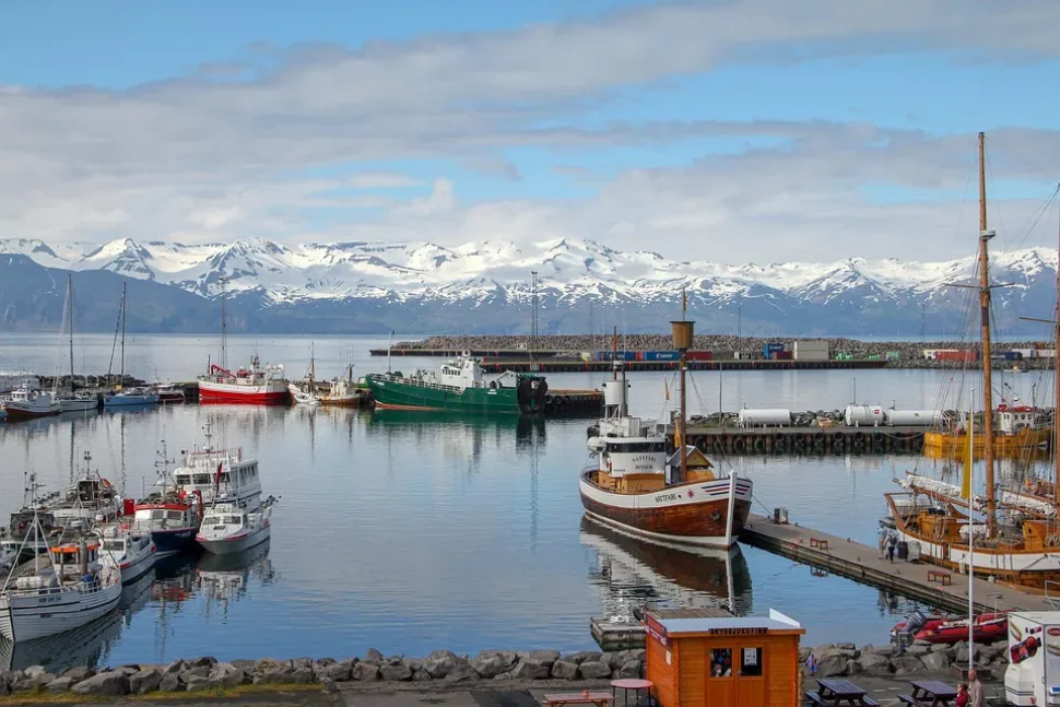 Husavik, Iceland, Port, Boats, Landscape, Ship, Sea