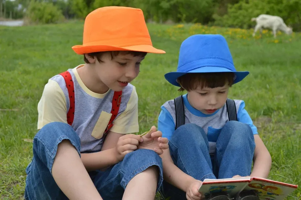 Kids, Meadow, Field, Summer, Book, Read The Book, Baby