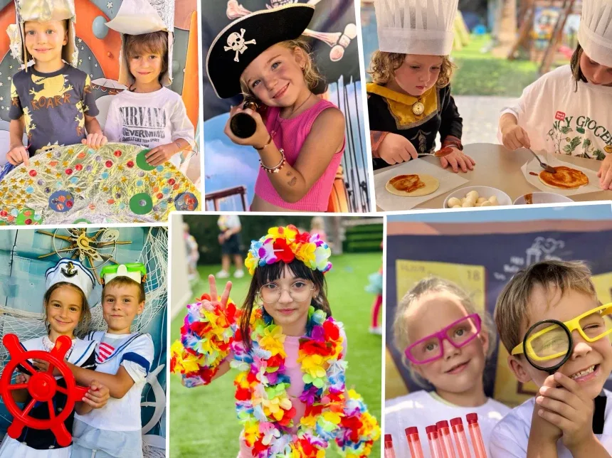 Коллаж детских активностей лагеря Evrika Summer Camp в Лимассоле